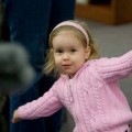 Lauderdale Co.:  Caroline Verrone, 2 1/2, dances wth HIPPY P. Potamus at the Florence Library as it greets children and makes contact with their parents for the HIPPY Program, a home instruction program for parents of preschool children.